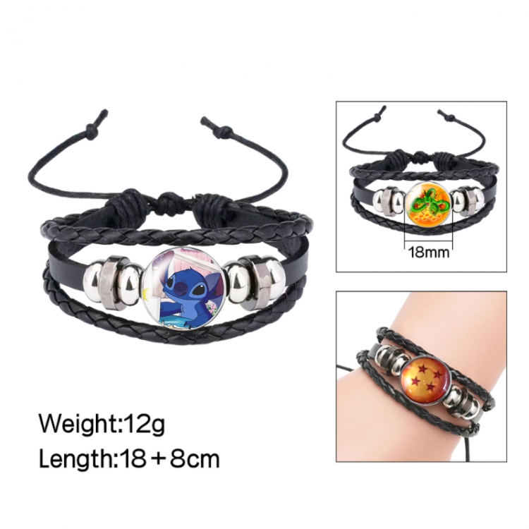 Lilo & Stitch Anime peripheral crystal leather rope bracelet price for 5 pcs 