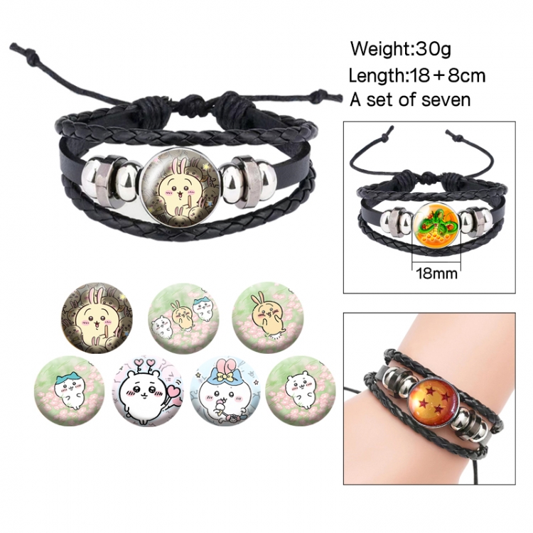 chiikawa Anime Free Change Crystal Leather Rope Bracelet Set