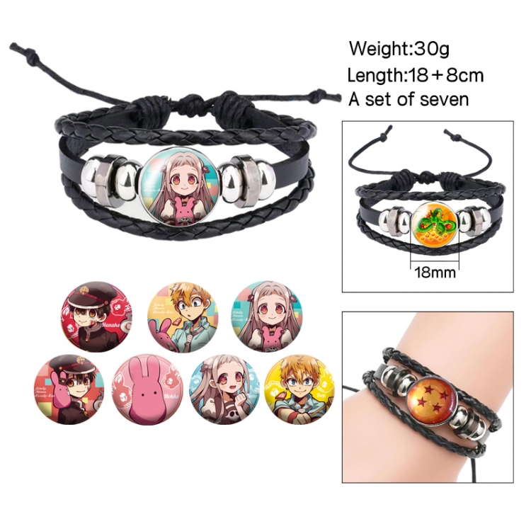 Toilet-bound Hanako-kun Anime Free Change Crystal Leather Rope Bracelet Set