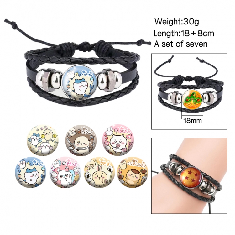 chiikawa Anime Free Change Crystal Leather Rope Bracelet Set