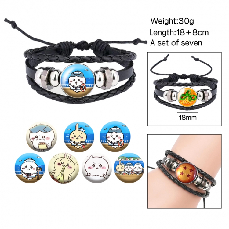 chiikawa Anime Free Change Crystal Leather Rope Bracelet Set