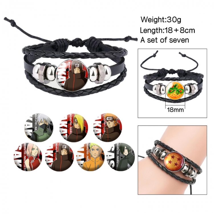 Naruto Anime Free Change Crystal Leather Rope Bracelet Set