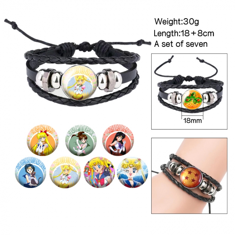 sailormoon Anime Free Change Crystal Leather Rope Bracelet Set