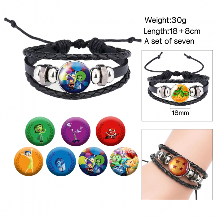 Inside Out Anime Free Change Crystal Leather Rope Bracelet Set