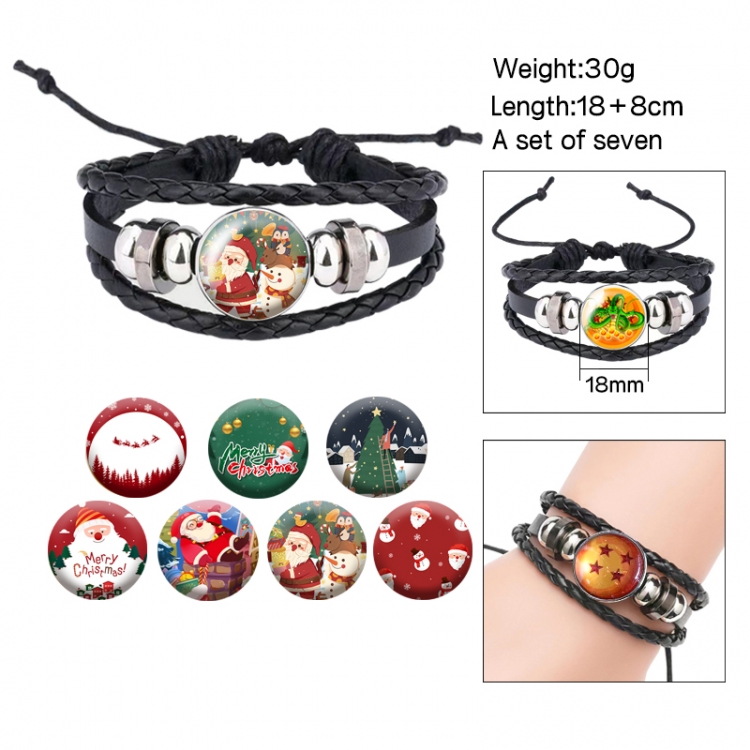 Christmas Anime Free Change Crystal Leather Rope Bracelet Set