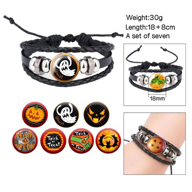 Halloween Anime Free Change Crystal Leather Rope Bracelet Set