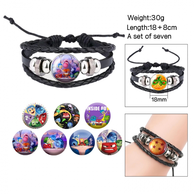 Inside Out Anime Free Change Crystal Leather Rope Bracelet Set