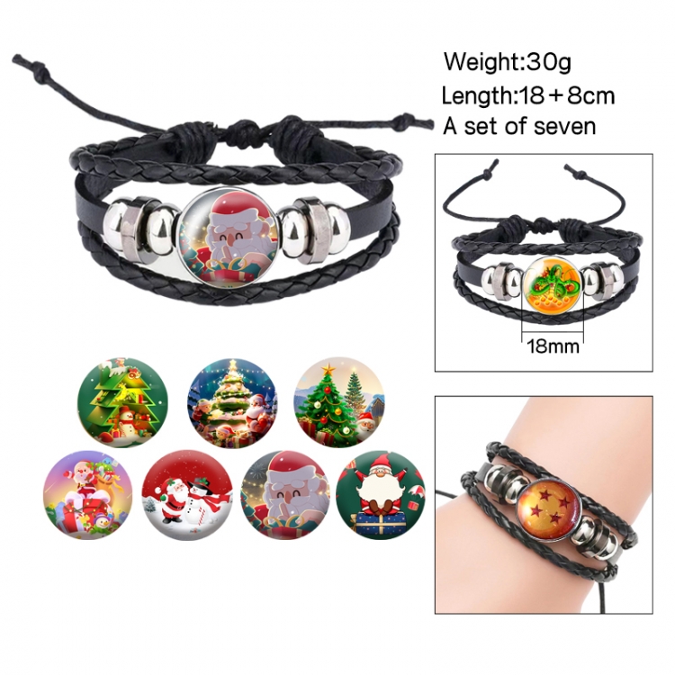 Christmas Anime Free Change Crystal Leather Rope Bracelet Set