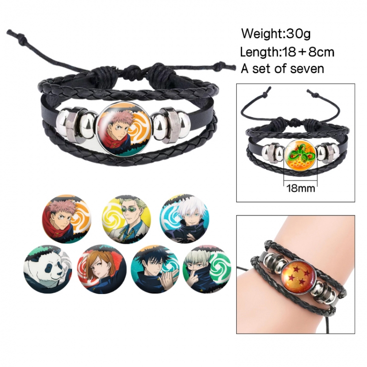 Jujutsu Kaisen Anime Free Change Crystal Leather Rope Bracelet Set