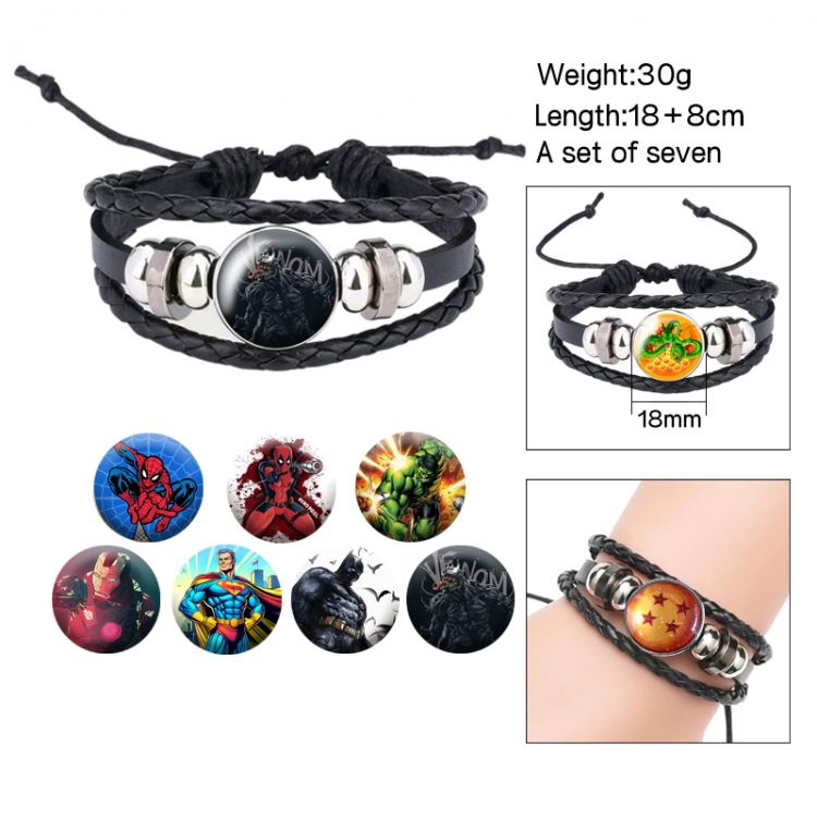 MarvelAnime Free Change Crystal Leather Rope Bracelet Set