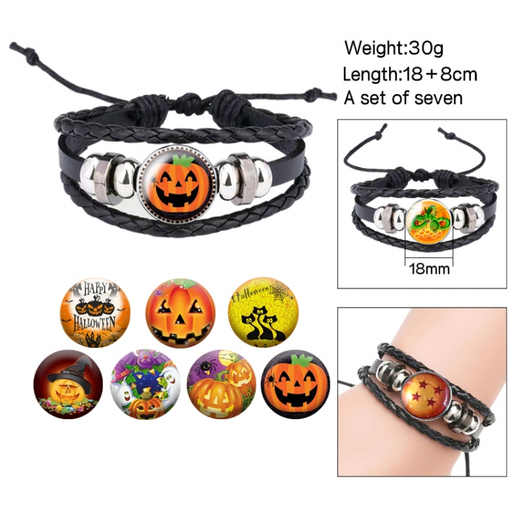 Halloween Anime Free Change Crystal Leather Rope Bracelet Set