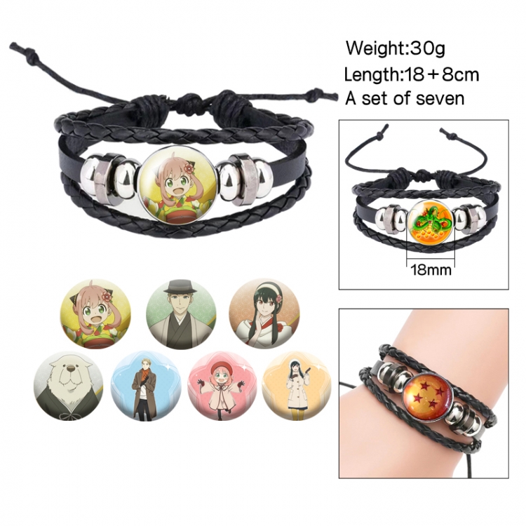 SPY×FAMILY Anime Free Change Crystal Leather Rope Bracelet Set