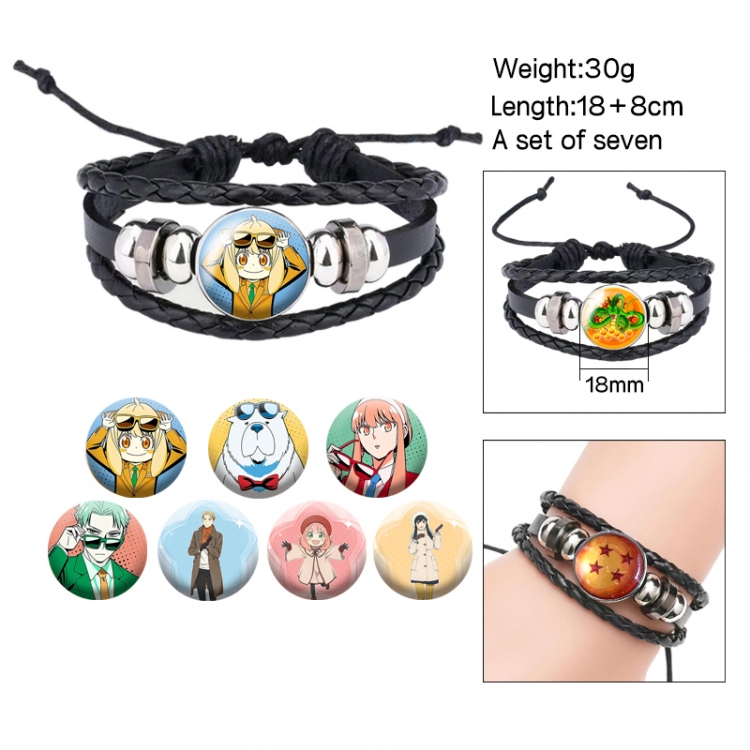 SPY×FAMILY Anime Free Change Crystal Leather Rope Bracelet Set