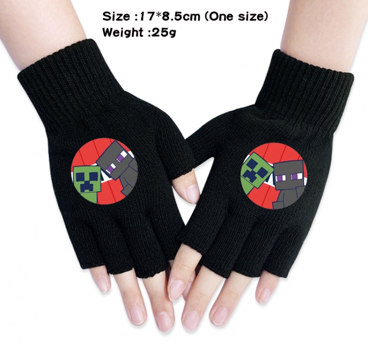 Minecraft Anime knitted half finger gloves 17x8.5cm