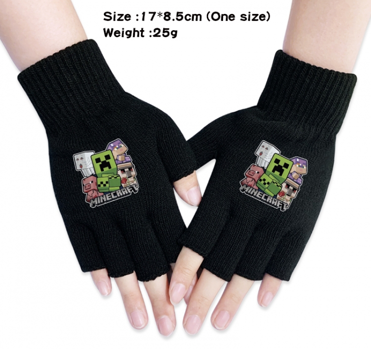 Minecraft Anime knitted half finger gloves 17x8.5cm