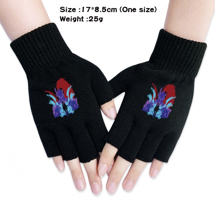 Solo Leveling:Arise Anime knitted half finger gloves 17x8.5cm