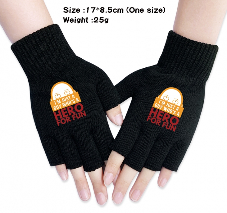 One Punch Man Anime knitted half finger gloves 17x8.5cm