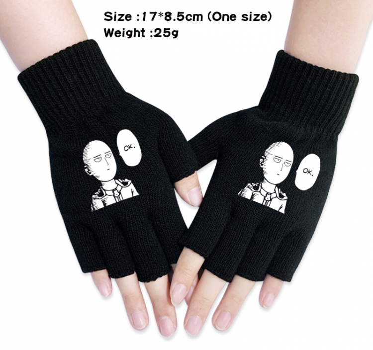 One Punch Man Anime knitted half finger gloves 17x8.5cm