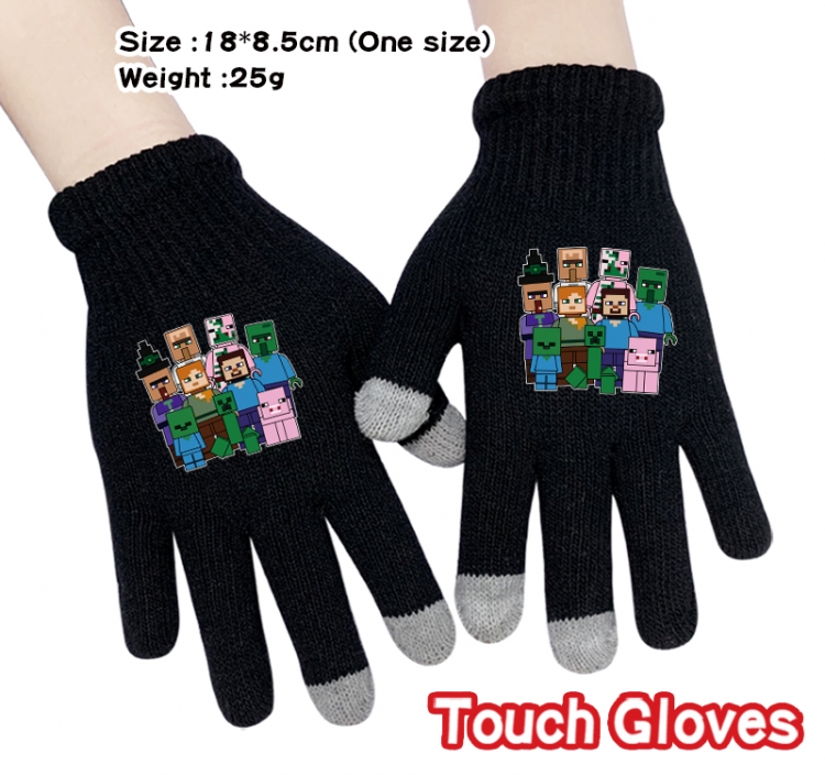 Minecraft Anime touch screen knitting all finger gloves 18X8.5CM