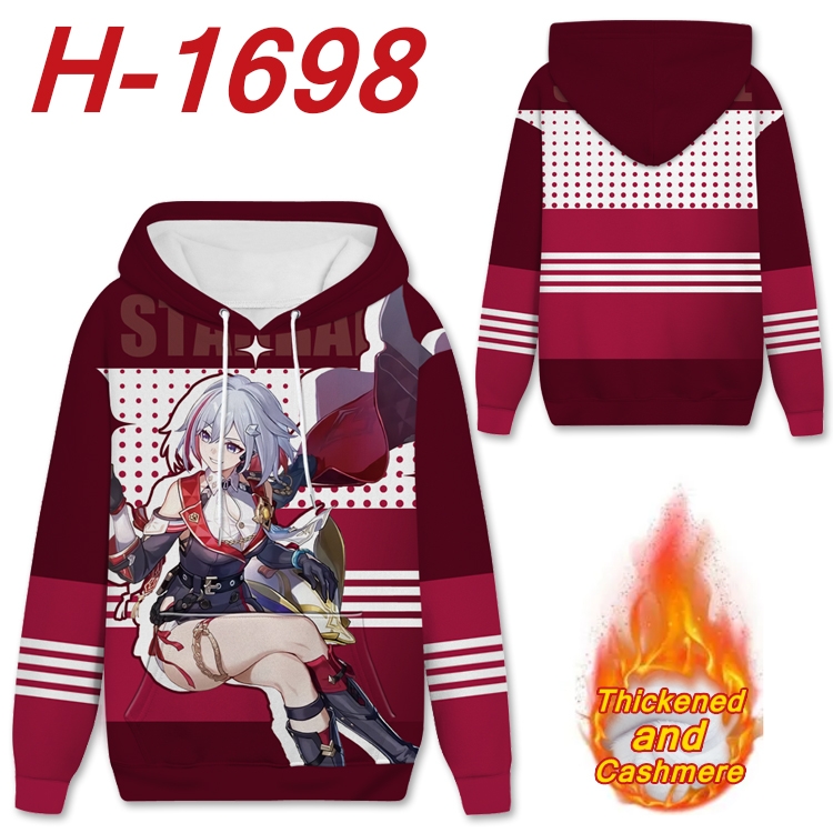 Honkai: Star Rail Anime Full Color plus velvet padded pullover hooded sweater from S to 4XL H-1698