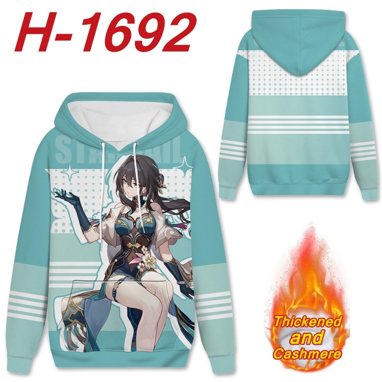 Honkai: Star Rail Anime Full Color plus velvet padded pullover hooded sweater from S to 4XL H-1692