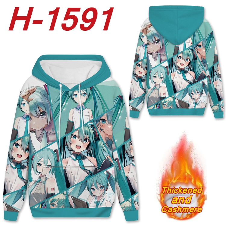 Hatsune Miku Anime Full Color plus velvet padded pullover hooded sweater from S to 4X  H-1591