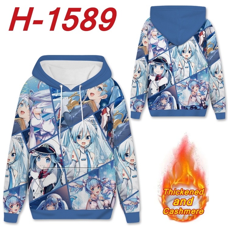 Hatsune Miku Anime Full Color plus velvet padded pullover hooded sweater from S to 4XL H-1589