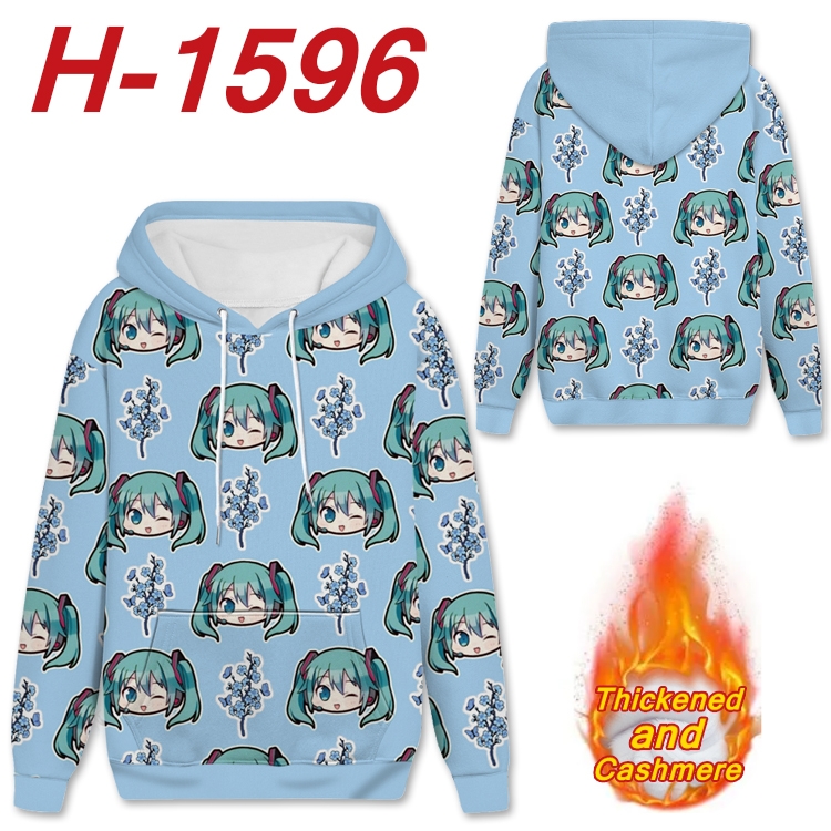 Hatsune Miku Anime Full Color plus velvet padded pullover hooded sweater from S to 4XL  H-1596