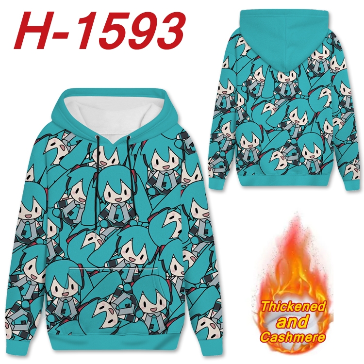 Hatsune Miku Anime Full Color plus velvet padded pullover hooded sweater from S to 4XL  H-1593