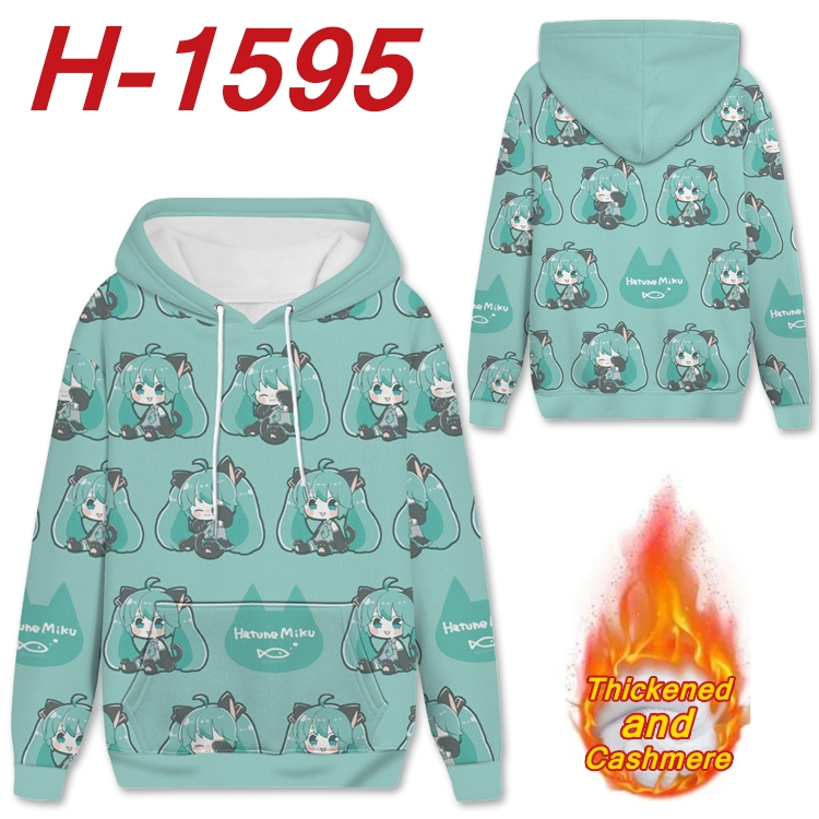 Hatsune Miku Anime Full Color plus velvet padded pullover hooded sweater from S to 4XL H-1595