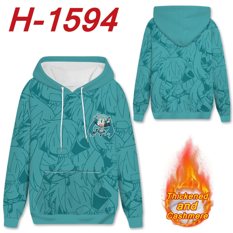 Hatsune Miku Anime Full Color plus velvet padded pullover hooded sweater from S to 4XL  H-1594