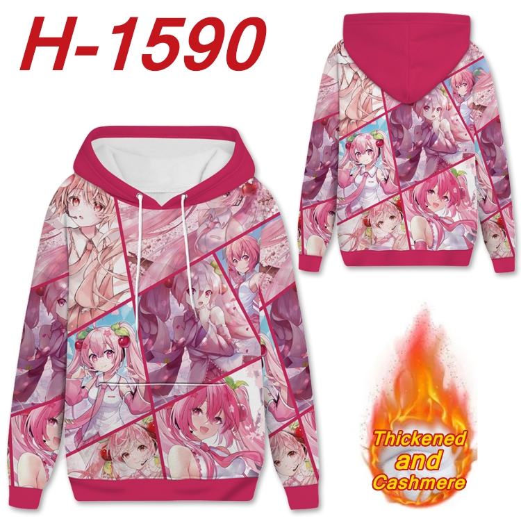 Hatsune Miku Anime Full Color plus velvet padded pullover hooded sweater from S to 4XL H-1590