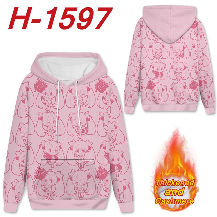 Hatsune Miku Anime Full Color plus velvet padded pullover hooded sweater from S to 4XL H-1597