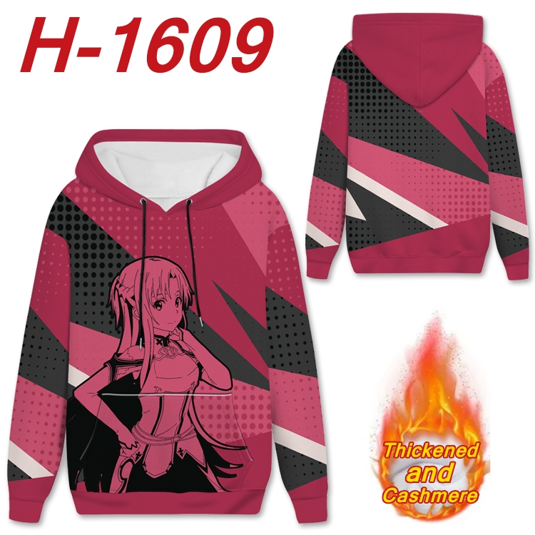 Sword Art Online Anime Full Color plus velvet padded pullover hooded sweater from S to 4XL H-1609