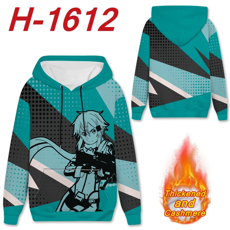 Sword Art Online Anime Full Color plus velvet padded pullover hooded sweater from S to 4XL H-1612