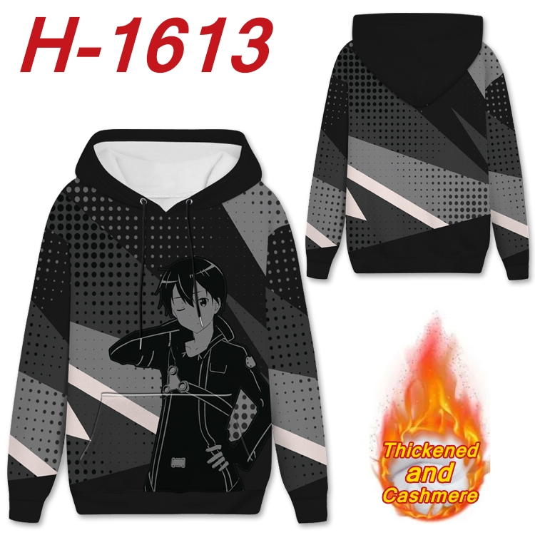 Sword Art Online Anime Full Color plus velvet padded pullover hooded sweater from S to 4XL  H-1613