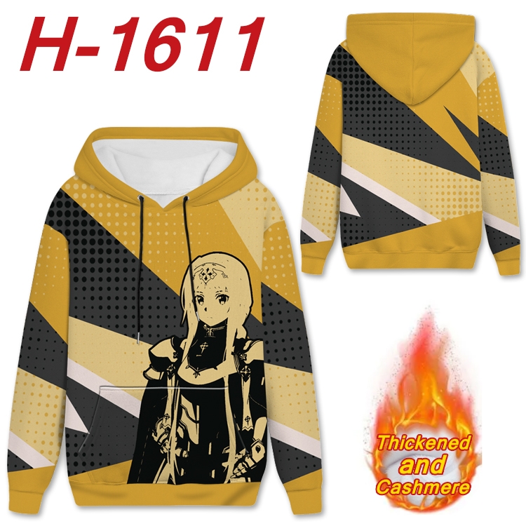 Sword Art Online Anime Full Color plus velvet padded pullover hooded sweater from S to 4XL H-1611