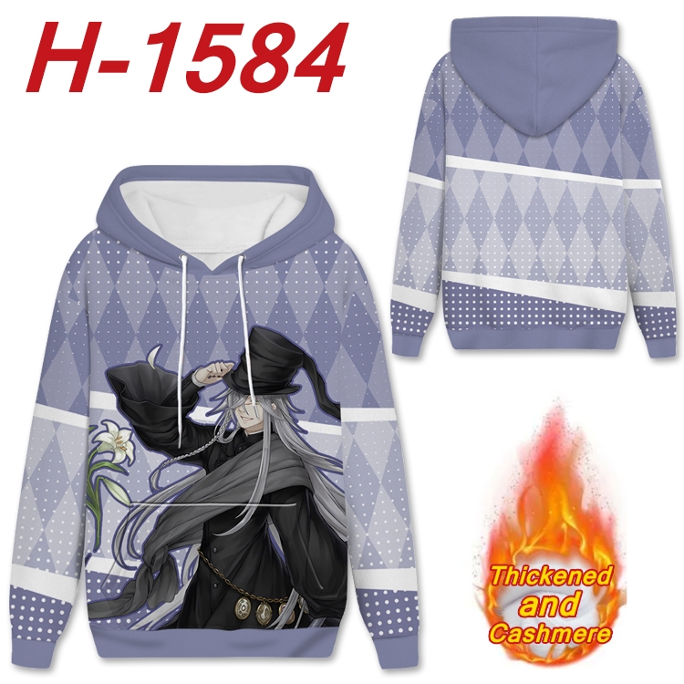 Kuroshitsuji Anime Full Color plus velvet padded pullover hooded sweater from S to 4XL  H-1584