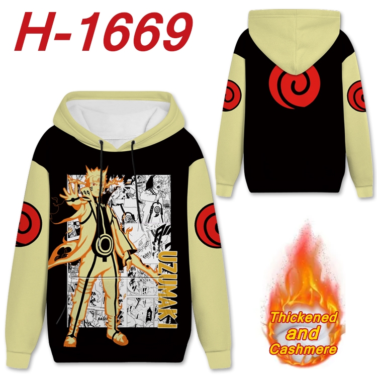 Naruto Anime Full Color plus velvet padded pullover hooded sweater from S to 4XL  H-1669