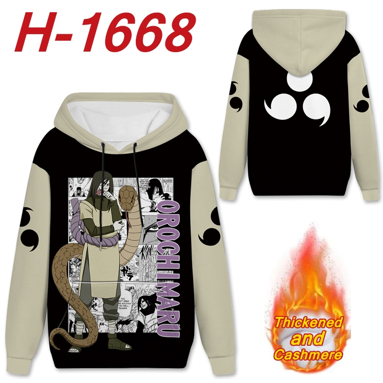 Naruto Anime Full Color plus velvet padded pullover hooded sweater from S to 4XL  H-1668