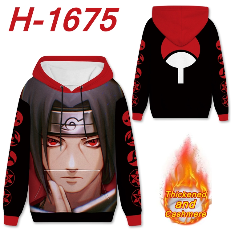 Naruto Anime Full Color plus velvet padded pullover hooded sweater from S to 4XL  H-1675