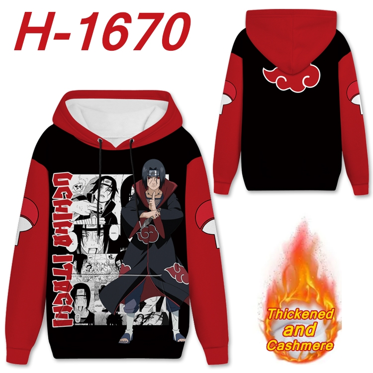 Naruto Anime Full Color plus velvet padded pullover hooded sweater from S to 4XL  H-1670