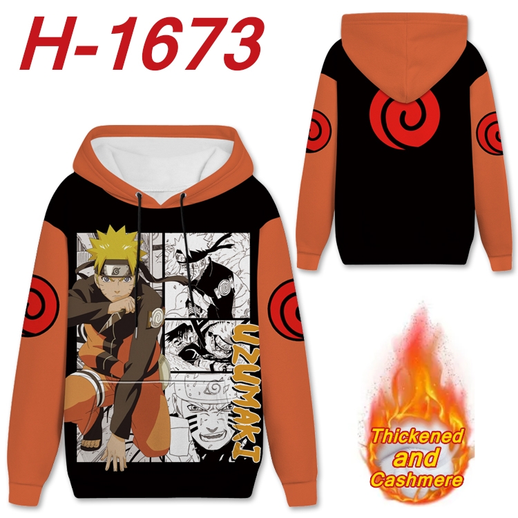 Naruto Anime Full Color plus velvet padded pullover hooded sweater from S to 4XL H-1673