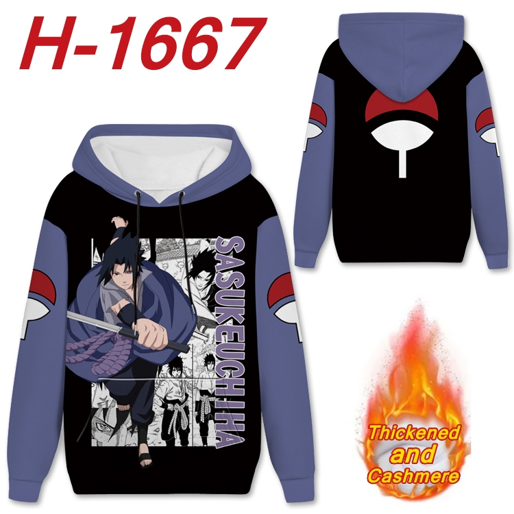 Naruto Anime Full Color plus velvet padded pullover hooded sweater from S to 4XL H-1667