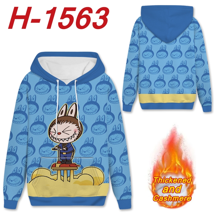 Labubu Anime Full Color plus velvet padded pullover hooded sweater from S to 4XL  H-1563