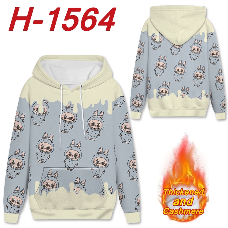 Labubu Anime Full Color plus velvet padded pullover hooded sweater from S to 4XL  H-1564