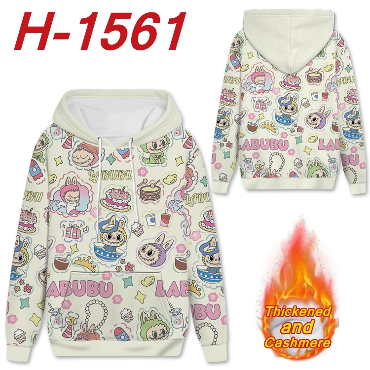 Labubu Anime Full Color plus velvet padded pullover hooded sweater from S to 4XL  H-1561