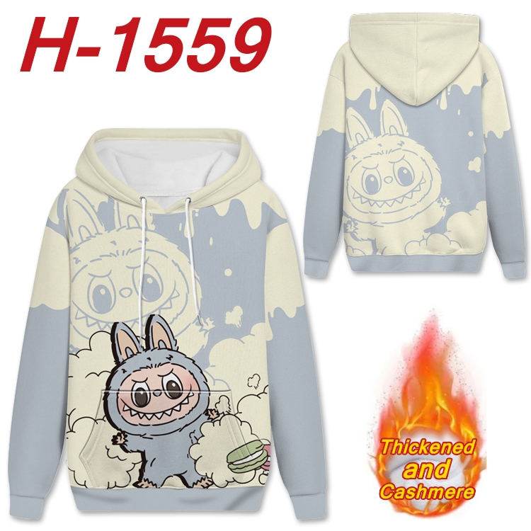 Labubu Anime Full Color plus velvet padded pullover hooded sweater from S to 4XL  H-1559