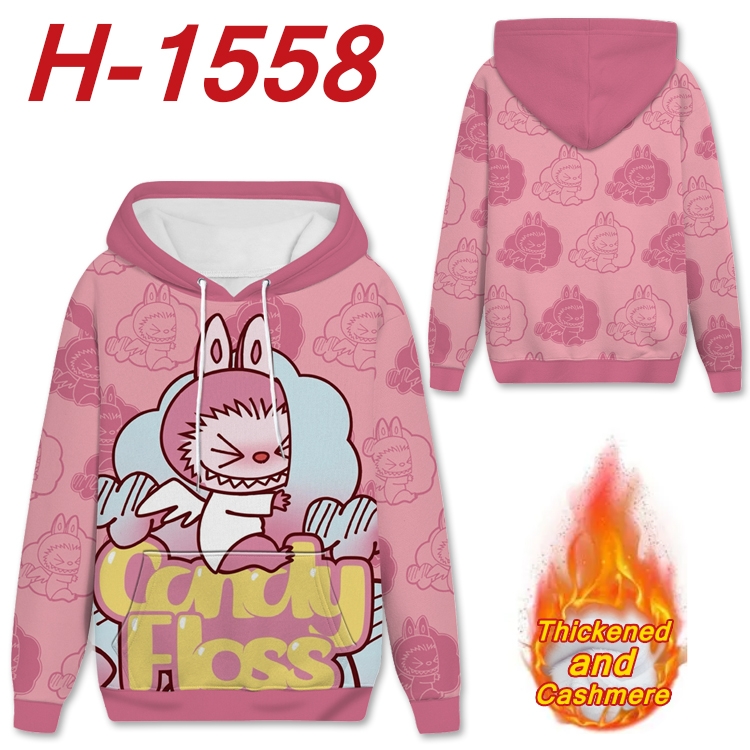 Labubu Anime Full Color plus velvet padded pullover hooded sweater from S to 4XL H-1558