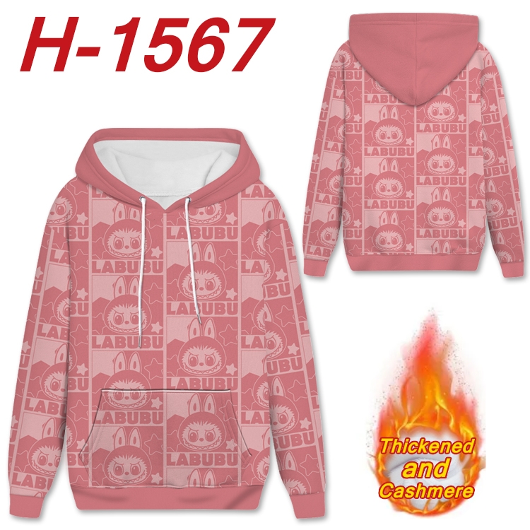 Labubu Anime Full Color plus velvet padded pullover hooded sweater from S to 4XL  H-1567